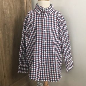 EUC Crewcuts Navy and Burgundy Plaid Dress Shirt